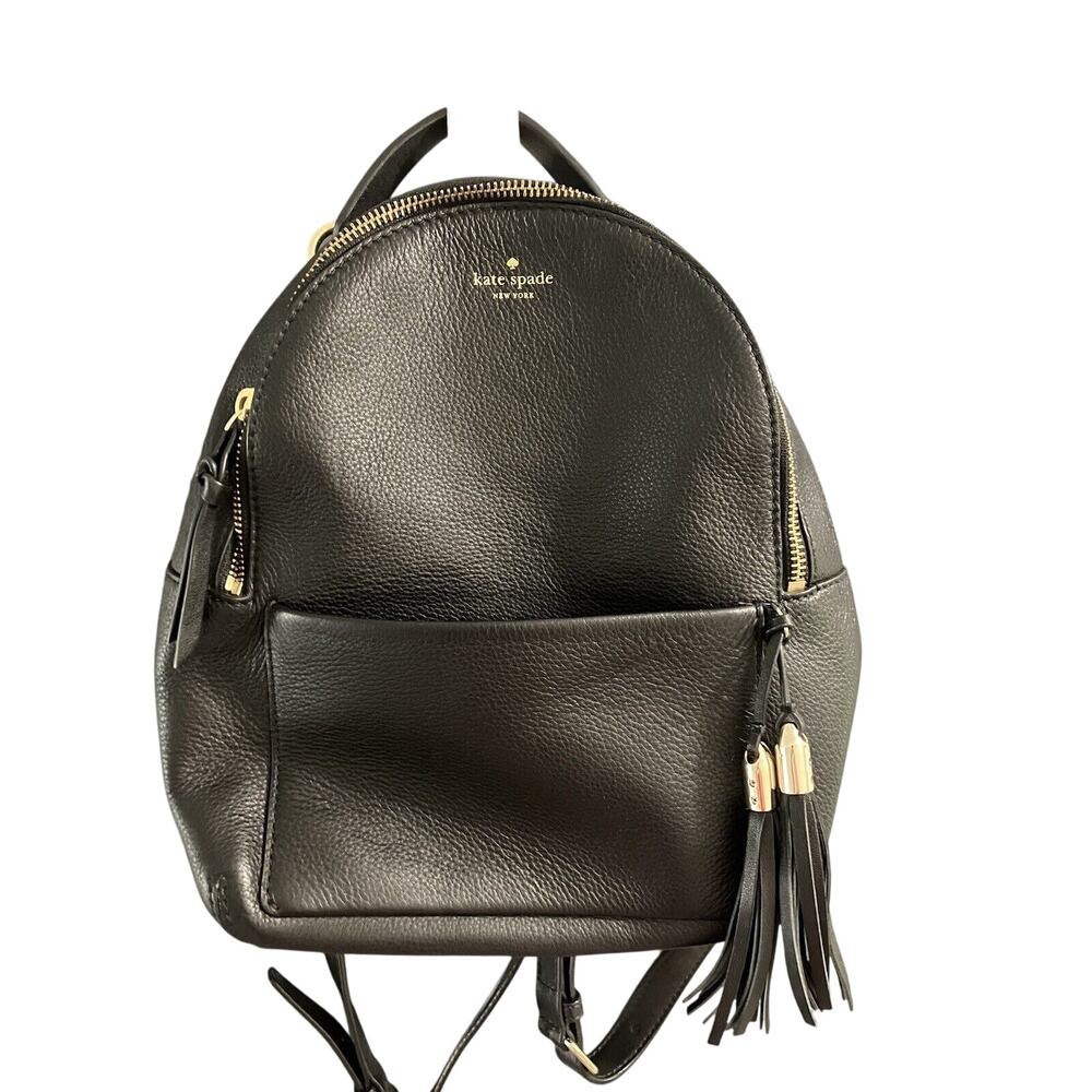 KATE SPADE NICOLE LARCHMONT AVE BACKPACK BLACK LEATHER TRAVEL SCHOOL BAG